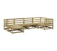 HETFTJN Salon de Jardin 6 Pièces, Ensemble de Canapés Extérieurs Modulables en Bois de Pin Imprégné, Meubles de Terrasse et Patio avec 3 Angles, 2 Canapés Centraux et 1 Pouffe