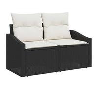 HETFTJN Salon de jardin d'extérieur 123 x 62 x 69 cm en polyrotin noir résistant aux intempéries modulaire avec coussins Design moderne Peu encombrant pour petits balcons culture de terrasse
