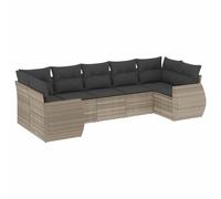 HETFTJN Salon de Jardin en Résine Tressée Gris Clair 7 Pièces, Ensemble de Canapés Modulables Extérieurs avec Coussins d'Assise et Dossier, Meubles pour Terrasse, Patio et Arrière-Cour