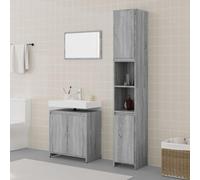 HETFTJN Sonoma Ensemble de 3 meubles de salle de bain, gris, meuble bas de 60 cm, meuble haut 30 x 30 x 183 cm, miroir 60 x 37 cm, peu encombrant pour petites salles de bains