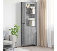 HETFTJN Sonoma Lot de 2 hauts, gris, 60 x 36 x 200 cm, en matériau dérivé du bois, avec portes, style industriel, étagère sur pied, avec pieds en acier, pour salon, couloir, chambre à coucher