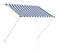 HETFTJN Store enrouleur 150 x 150 cm bleu blanc en cadre en acier et tissu polyester résistant aux UV 180 g/m² Hauteur et angle d'inclinaison réglables pour balcon, terrasse, jardin