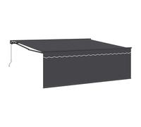 HETFTJN Store enrouleur jaune blanc 350 x 250 cm en aluminium résistant à la corrosion avec télécommande design moderne robuste et durable pour balcon, terrasse et jardin