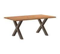 HETFTJN Table à manger massive 180 x 100 x 74 cm chêne clair bord naturel pieds en acier design moderne pour salle à manger, bureau, cuisine, salon