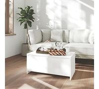 HETFTJN Table basse blanche 90 x 50 x 41,5 cm en bois - Design moderne avec 2 tiroirs pour espace de rangement - Table de salon robuste ou table d'appoint