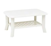 HETFTJN Table Basse de Jardin rectangulaire 90x60x46 cm en Plastique, Table Basse extérieure avec étagère de Rangement intégrée pour terrasse ou Balcon, Blanc, mobilier Pratique