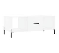 HETFTJN Table Basse de Salon 102x50x40 cm, Meuble de Rangement avec 3 Compartiments et Porte, Style Contemporain en Bois d'Ingénierie, Pieds en Fer, Blanc