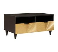 HETFTJN Table Basse de Salon avec 2 Tiroirs et 2 Étagères, 80 x 54 x 40 cm, en Bois de Manguier Massif et Bois d'Ingénierie, Design Moderne avec Finition Miel