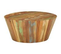 HETFTJN Table basse en bois massif recyclé - Diamètre : 65 x 31 cm - Vieux bois vieilli - Design vintage - Variations de couleurs uniques - Table d'appoint pour salon et couloir