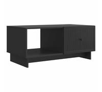 HETFTJN Table Basse Rectangulaire, Table de Salon Style Vintage en Bois d'Ingénierie avec Rangement, Porte Pivotante, 90 x 50 x 40 cm, Noir, Meuble Pratique pour Salon