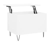HETFTJN Table Basse relevable 60x44,5x45 cm, Table d'appoint avec Rangement caché et Pieds en métal, Design Moderne en Bois d'ingénierie pour Salon, Bureau ou Table à Manger compacte, Blanc