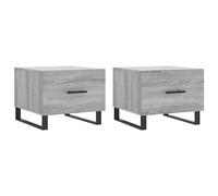 HETFTJN Table Basse Set de 2, Table d'Appoint avec Tiroir de Rangement, Bois d'Ingénierie et Pieds en Fer Robuste, Style Industriel pour Salon, Gris Sonoma, 50x50x40 cm