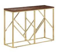 HETFTJN Table console - 110 x 30 x 70 cm - Cadre en acier inoxydable doré et plateau en bois massif - Design moderne avec 25 mm d'épaisseur - Pour salon, couloir, chambre à coucher, balcon