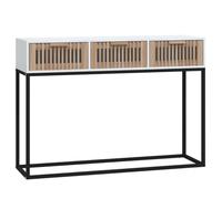 HETFTJN Table Console Blanc 105x30x75 cm, Table d'Entrée au Design Scandinave avec 3 Tiroirs de Rangement et Pieds en Fer Robuste pour Couloir, Salon et Bureau