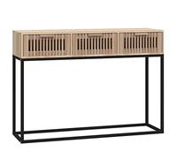 HETFTJN Table Console d'Entrée avec 3 Tiroirs Style Scandinave Table d'Appoint Rectangulaire en Bois d'Ingénierie Pin Massif et Métal pour Salon Couloir 105 x 30 x 75 cm