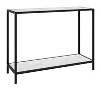 HETFTJN Table Console d'Entrée Effet Marbre Blanc et Noir, Table d'Appoint de Salon en Verre Trempé et Cadre Acier, Meuble Moderne avec Étagère de Rangement, 100 x 35 x 75 cm