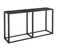 HETFTJN Table Console d'Entrée en Verre Trempé Effet Marbre Noir et Acier, Table d'Appoint Robuste pour Salon, Couloir et Bureau, Design Moderne et Elégant, 140 x 35 x 75,5 cm