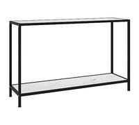 HETFTJN Table Console Effet Marbre Blanc et Noir 120x35x75 cm, Table d'Appoint en Verre Trempé et Cadre en Acier pour Entrée, Salon et Couloir, Meuble avec Étagère de Rangement