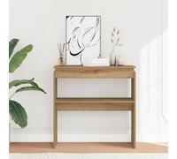 HETFTJN Table console en chêne artisanal, 80 x 30 x 80 cm, moderne, avec plateau de table robuste et design facile d'entretien, pour salon, couloir, chambre à coucher