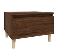 HETFTJN Table d'appoint Chêne Marron 50x46x35 cm, Bout de Canapé Scandinave en Bois d'ingénierie et Eucalyptus Massif, Petite Table Basse avec Tiroir pour Salon et Chambre
