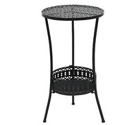 HETFTJN Table de Bistro Ronde en Métal Noir 40x70 cm, Petite Table de Jardin Vintage avec Panier de Rangement, Guéridon Décoratif pour Balcon, Terrasse, Cuisine et Salon