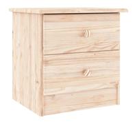 HETFTJN Table de chevet ALTA en pin massif - 41 x 35 x 41 cm - Non traité - Avec 2 tiroirs - Table d'appoint peu encombrante pour chambre à coucher - Design moderne pour salon et chambre à coucher