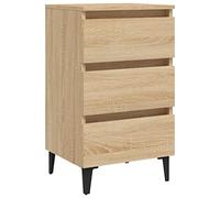 HETFTJN Table de Chevet avec 3 Tiroirs et Pieds en Métal, Table de Nuit Style Industriel en Bois d'Ingénierie Chêne Sonoma, Petit Meuble de Rangement pour Chambre et Salon, 40 x 35 x 69 cm