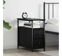 HETFTJN Table de chevet chêne noir 30 x 60 x 60 cm en fer et panneau de particules - Design moderne robuste et durable - Avec tiroir et étagère - Pour chambre à coucher, salon, couloir
