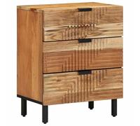 HETFTJN Table de Chevet en Bois d'Acacia Massif, Table de Nuit Rustique avec Tiroir et Niche pour Chambre et Petit Espace, Meuble de Chevet Vintage Marron, 50 x 33 x 62 cm