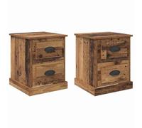 HETFTJN Table de chevet en bois recyclé - 39 x 39 x 47,5 cm - Avec 2 tiroirs - Petite commode de chevet en bois - Design moderne et capacité de charge de 60 kg - Mini stand de nuit pour chambre à