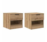 HETFTJN Table de chevet en chêne artisanal, 40 x 39 x 40 cm, en bois robuste, avec 2 tiroirs et 2 étagères, design moderne et espace de rangement pour chambre à coucher, salon et chambre d'amis
