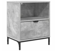 HETFTJN Table de chevet gris béton 49 x 36 x 61 cm en matériau dérivé du bois avec tiroir et étagère, design moderne, pieds robustes, peu encombrant, pour chambre à coucher et chambre d'amis