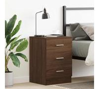 HETFTJN Table de chevet marron aspect chêne 38 x 35 x 56 cm en matériau dérivé du bois avec 3 tiroirs, design moderne et miracle de rangement pour chambre à coucher, salon et couloir