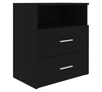 HETFTJN Table de Chevet Noir 50x32x60 cm, Table de Nuit Moderne en Bois d'Ingénierie avec 2 Tiroirs et 1 Étagère de Rangement, Meuble Bas d'Appoint pour Chambre et Salon