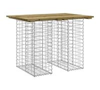 HETFTJN Table de jardin 100 x 70 x 72 cm en pin imprégné avec support en gabion galvanisé, rustique et moderne, résistant aux intempéries, pour terrasse, balcon et petits jardins