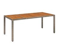 HETFTJN Table de jardin 190 x 90 cm en rotin synthétique et bois d'acacia - Résistante aux intempéries - Avec cadre en acier - Lignes claires - Pour jardin, balcon et jardin d'hiver