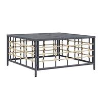 HETFTJN Table de Jardin Basse en Résine Tressée Anthracite 70x70x34 cm - Table Basse d'Extérieur Modulaire Carrée en Rotin Poly avec Cadre en Acier pour Terrasse et Balcon