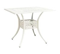 HETFTJN Table de jardin blanche 90 x 90 cm en fonte d'aluminium robuste avec trou pour parasol - Design moderne - Revêtement de protection contre les intempéries - Pour terrasse, balcon et jardin