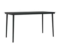 HETFTJN Table de jardin noire 140 x 70 x 74 cm en acier et verre - Design moderne - Table à manger d'extérieur robuste pour jardin, balcon, terrasse et cuisine