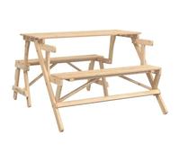 HETFTJN Table de pique-nique 2 en 1 en bois massif - 110 x 133 x 72 cm - Pliable avec bancs intégrés - Résistante aux intempéries - Longue durée de vie - Peu encombrante - Pour balcon, jardin
