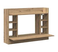 HETFTJN Table murale en chêne artisan - 105 x 48 x 75 cm - Petit bureau d'ordinateur avec étagère - Peu encombrante - Moderne - Pour la maison, le bureau, les jeux, la chambre à coucher et la cuisine
