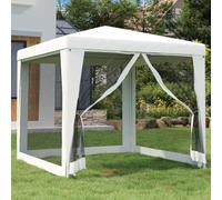 HETFTJN Tente de réception 2,5 x 2,5 m avec 4 parois latérales en filet en polyéthylène robuste et cadre en fer pour barbecue sans insectes, idées de jardin ou de camping, pour mariage, festival et