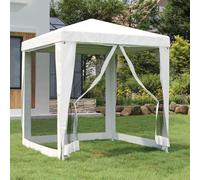 HETFTJN Tente de réception 2 x 2 m avec moustiquaire, parois latérales et entrée zippée, tonnelle de jardin imperméable en structure en fer stable, protection UV pour barbecue, événement, camping
