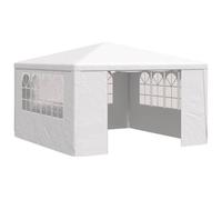 HETFTJN Tente de Réception 4x4 m, Chapiteau de Jardin avec Parois Latérales et Fenêtres, Barnum Extérieur en PE et Structure en Acier pour Fêtes et Événements Familiaux, Blanc