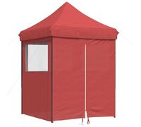 HETFTJN Tente de Réception Pliable 2x2m avec 4 Parois Latérales Fenêtres et Entrée Zippée, Barnum Pliant Gazebo avec Structure en Acier pour Fête Jardin Mariage Barbecue, Bordeaux