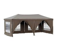 HETFTJN Tente de Réception Pliable 3x6 m avec Parois Latérales, Tonnelle de Jardin Pliante Barnum avec Fenêtres et Porte Zippée, Chapiteau en Acier pour Fête et Camping, Taupe