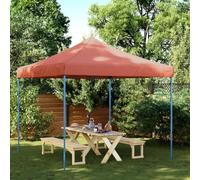 HETFTJN Tente de réception pop-up en terre cuite - 292 x 292 x 315 cm - Tonnelle de jardin pliable avec structure en acier robuste Oxford PVC résistant aux intempéries et stable pour barbecue