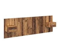 HETFTJN Tête de Lit avec Armoires de Chevet Intégrées, Design Moderne, Rangement Chambre Adulte, Bois d'Ingénierie, Couleur Bois Ancien, 257 x 32,5 x 80 cm