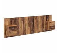 HETFTJN Tête de Lit avec Chevets Intégrés, Ensemble 3 Pièces avec Rangement, Bois d'Ingénierie, Couleur Bois Ancien, Design Moderne pour Chambre, Dimensions 257 x 32,5 x 80 cm
