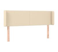 HETFTJN Tête de lit avec oreilles - Crème - 147 x 16 x 78/88 cm - En tissu respirant et mélèze massif - Paroi arrière réglable en hauteur pour un dossier confortable dans la chambre à coucher